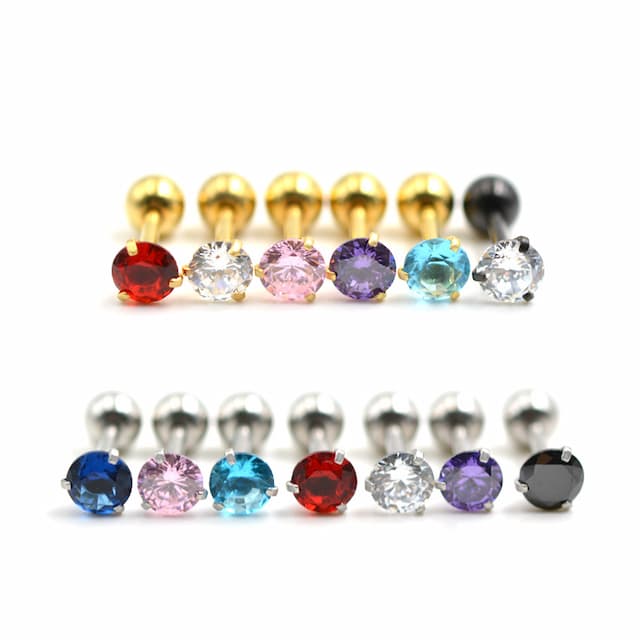 Zirconium, earrings, belly button piercing, 4mm