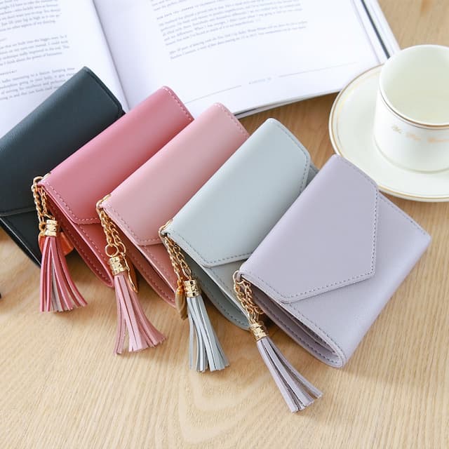 Wallet, short shoulder bag, small pendant with tassels, card holder, fresh small bag, Korean style, wholesale