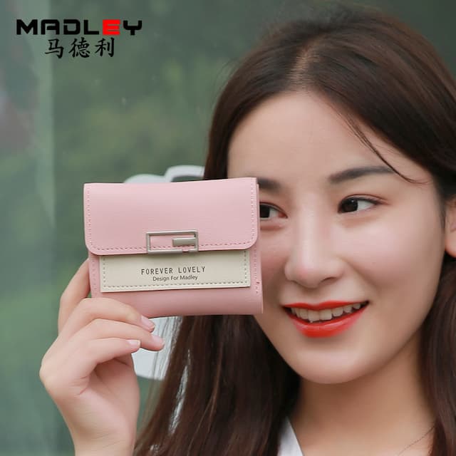 Wallet, short folding cute small fashionable shoulder bag, 2019, Korean style