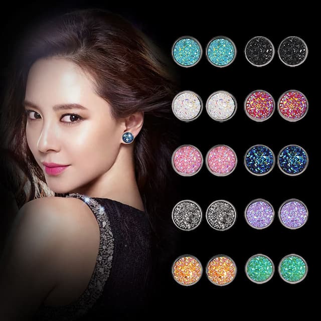 Round matte starry sky, earrings, simple and elegant design, 12mm