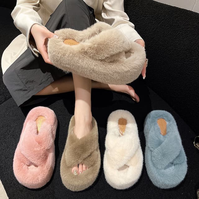 Demi-season slippers platform, fashionable universal keep warm footwear, 7cm, Korean style