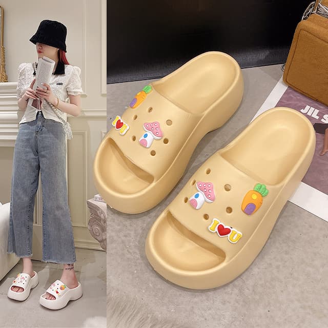Summer slippers, high footwear platform, non-slip cute slide