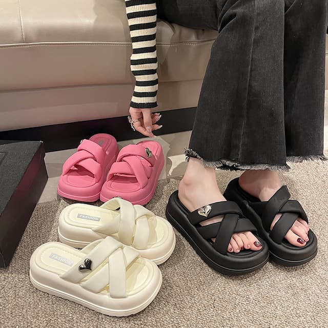 Summer slide platform, slippers, high footwear, 2023, wholesale
