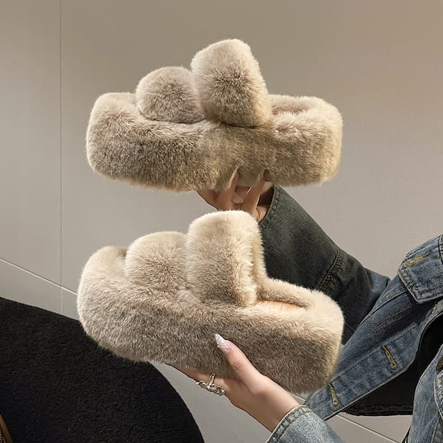 Slippers platform, demi-season keep warm footwear, 2023 collection